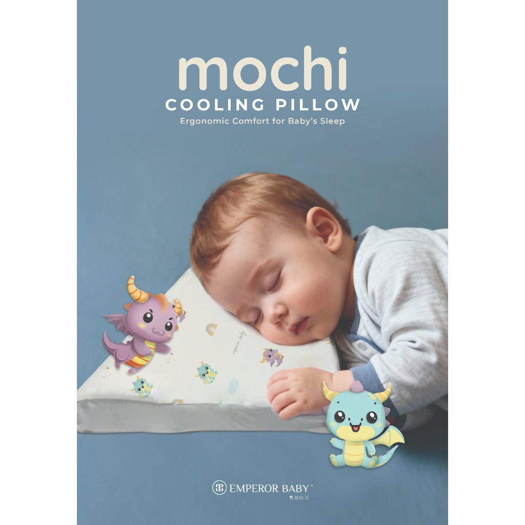 Mochi Kids Cooling Pillow – หมอนบอดี้เมมโมรี่โฟมยาวนุ่มพิเศษ 6m–8Y OEKO-TEX Certified