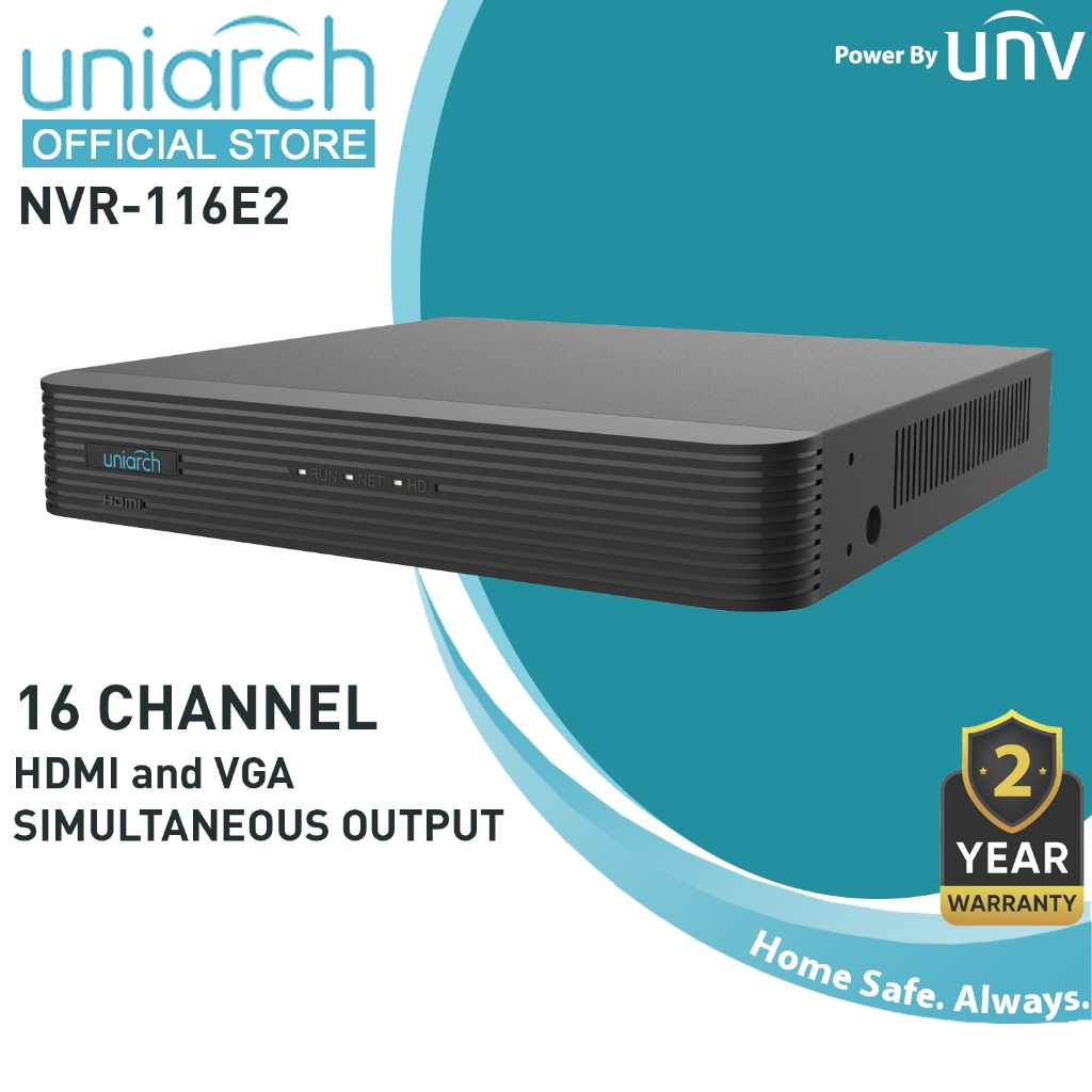 Uniarch NVR 16 Channel HDMI VGA สําหรับกล้องกล้องวงจรปิด IP รองรับ Ultra 265/H.265/H.264 โดย UNV NVR