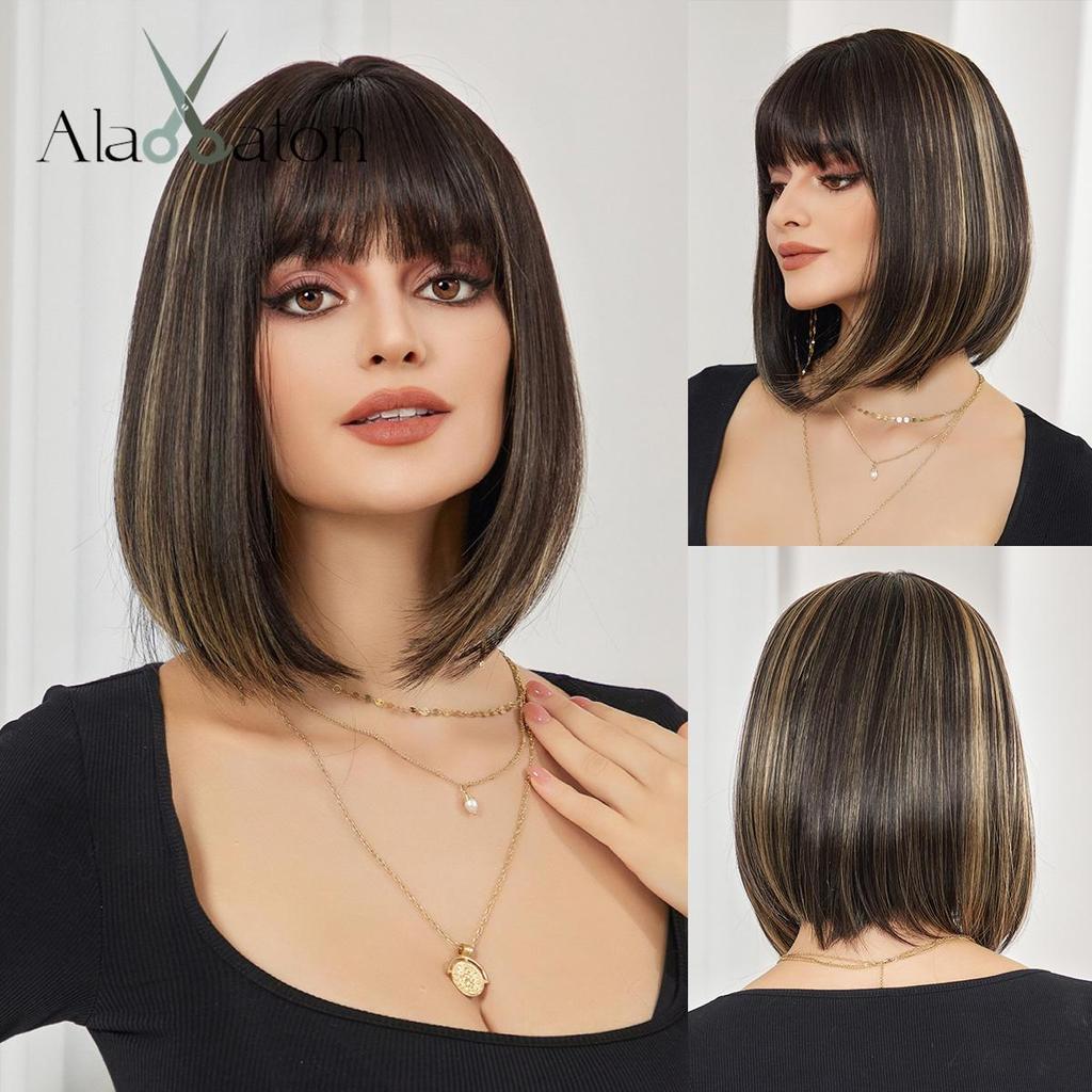 NDD STOK คอสเพลย์วิกผมสีน้ําตาลวิกผมสั้นสั้นผม WIG rambut palsu ผู้หญิงพรีเมี่ยมวิกผม 假发 ASH BROWN H