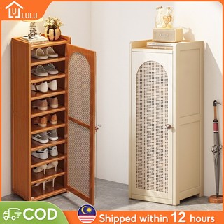 LULU Bamboo Shoe Cabinet Almari Kasut 6/7/8 Layers Shoe Rack Cabinet Rak Kasut Bertutup 鞋柜