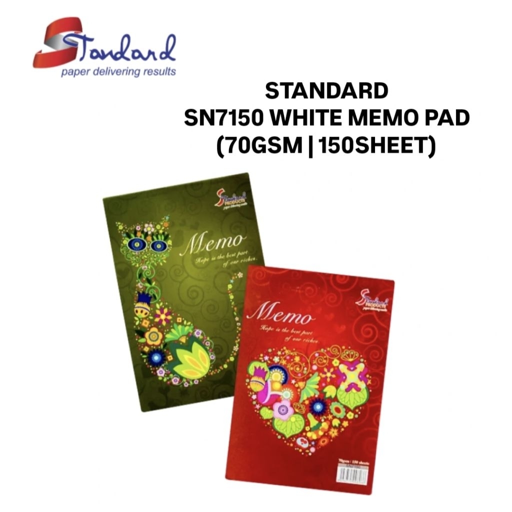 (1PKT) STANDARD SN7150 แผ่นบันทึกสีขาว 70GSM 150SHEET 10S X 1PKT