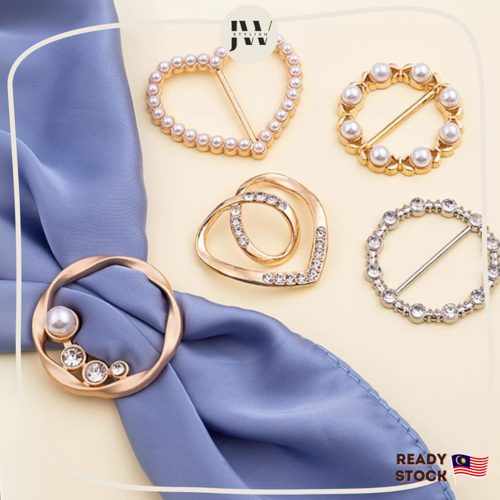 JW StylishTudung Ring Gold Buckle Ring Scarf Ring Shirt Ring O Ring เข็มกลัดหัวเข็มขัด