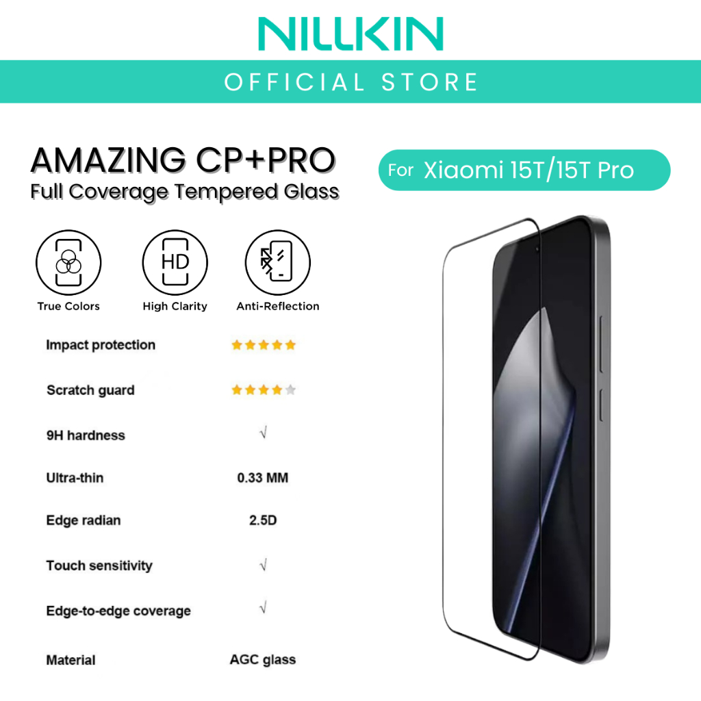 Nillkin CP + PRO สําหรับ Xiaomi 15T/15T Pro/Xiaomi 15/14T/14T Pro 0.33 มม.2.5D กระจกนิรภัยคลุมทั้งหม