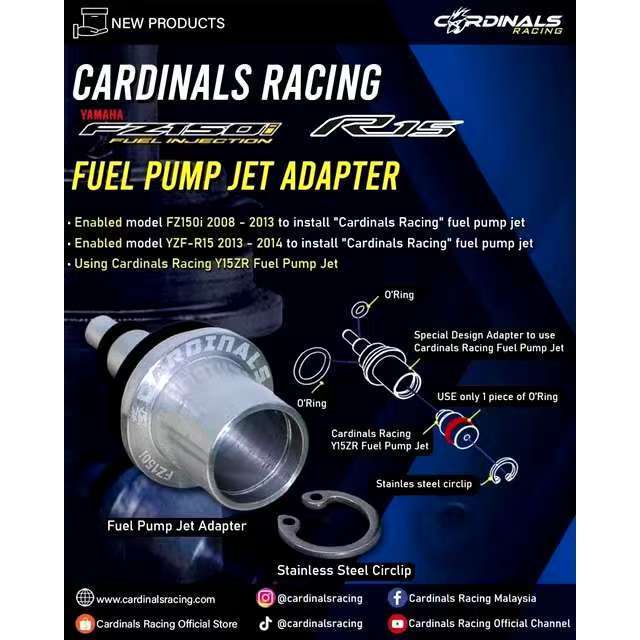 FZ150 (V1-V2) RS150 (13-14)CARDINALS RACING FUEL PUMP JET ADAPTER