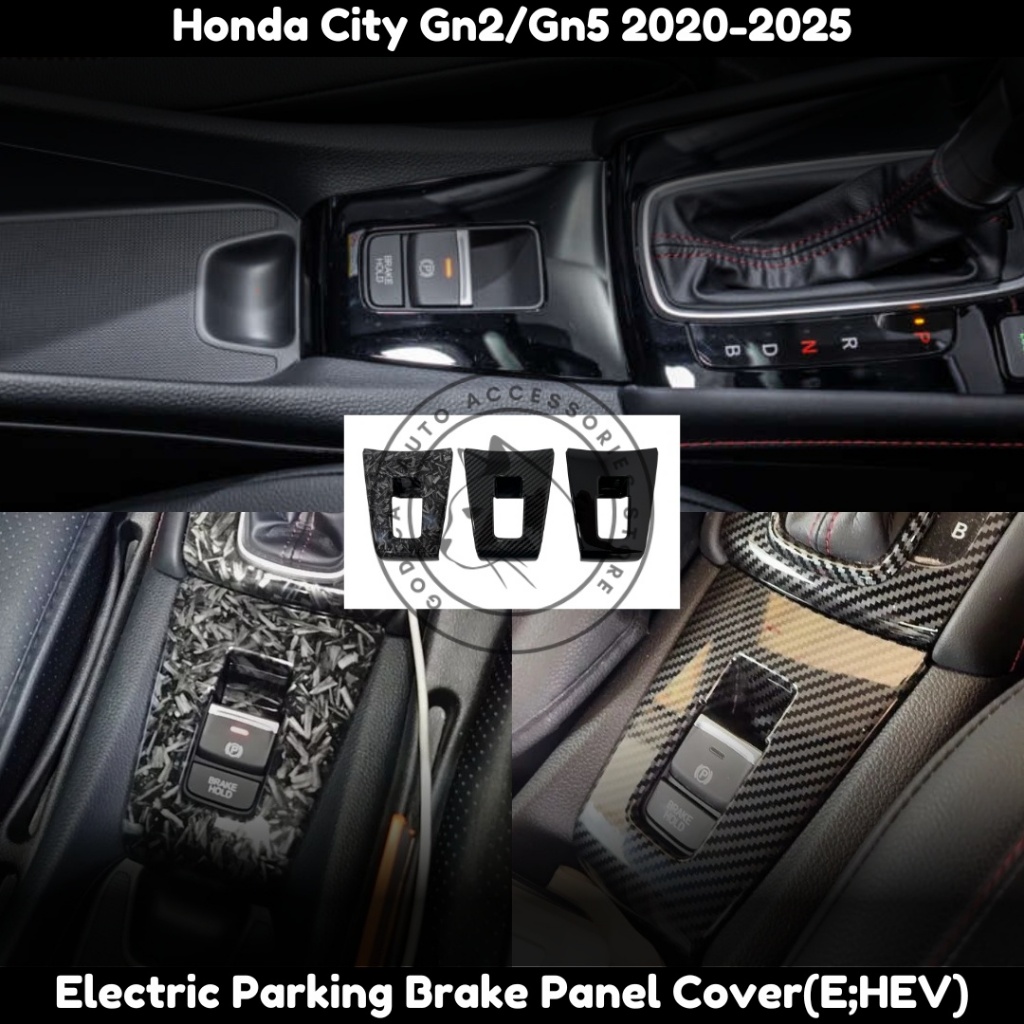 Honda City Gn2/Gn5 2020-2025 คาร์บอนปลอม Trim & Glossy สีดํา RS EHEV E แผงเบรค Garnish ฝาครอบ