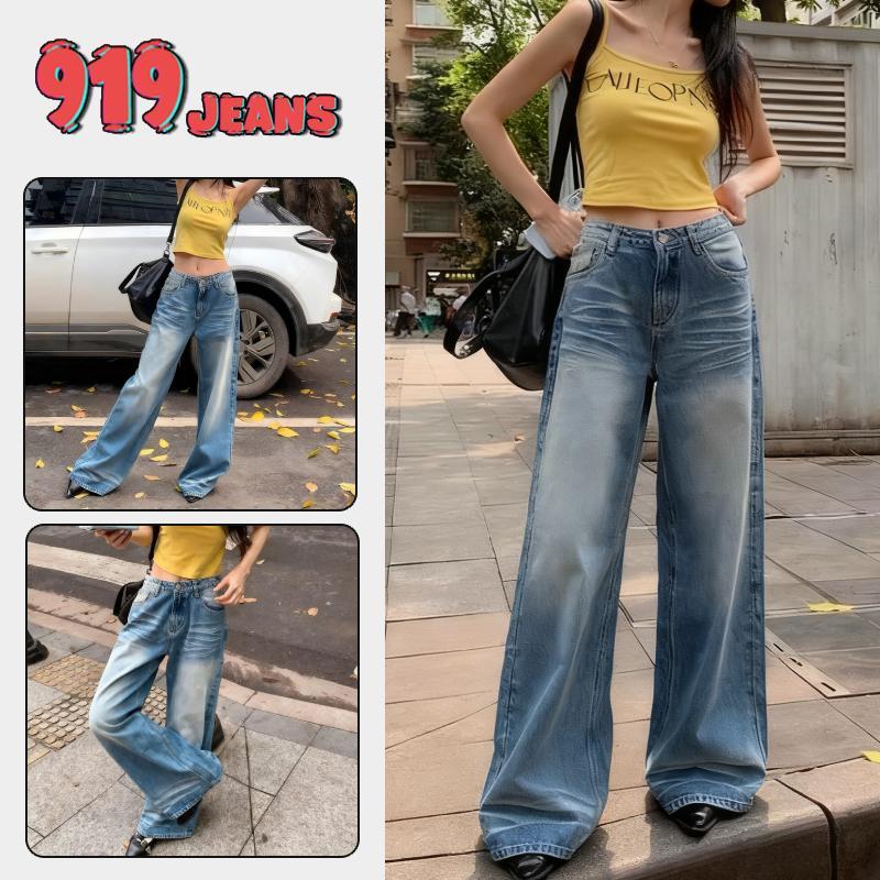 919ยีนส์ กางเกงยีนส์ขายาวผู้หญิงแบบเรียบง่ายขนาด XS-2เอ็กแอล เพื่อความสบายทุกวันกับสไตล์เรียบง่ายและ