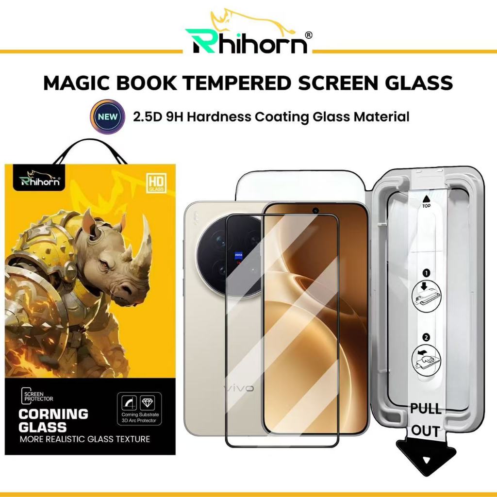 กระจกนิรภัย Rhihorn MagicBook สําหรับ Vivo X300 X300 Pro 9H ตัวป้องกันหน้าจอ