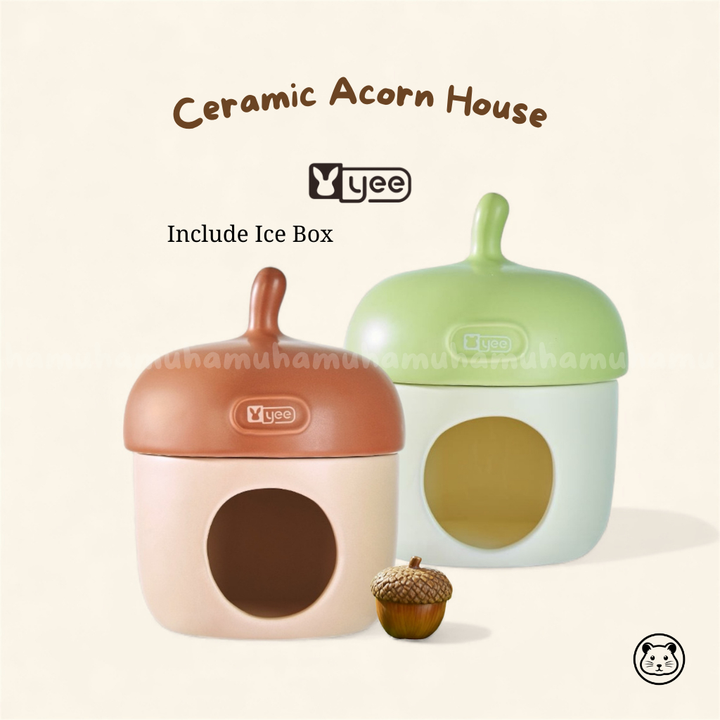 Yee Ceramic Acorn Cooling House Rumah Hideout Ice Box Hamster Pet Sleeping Room