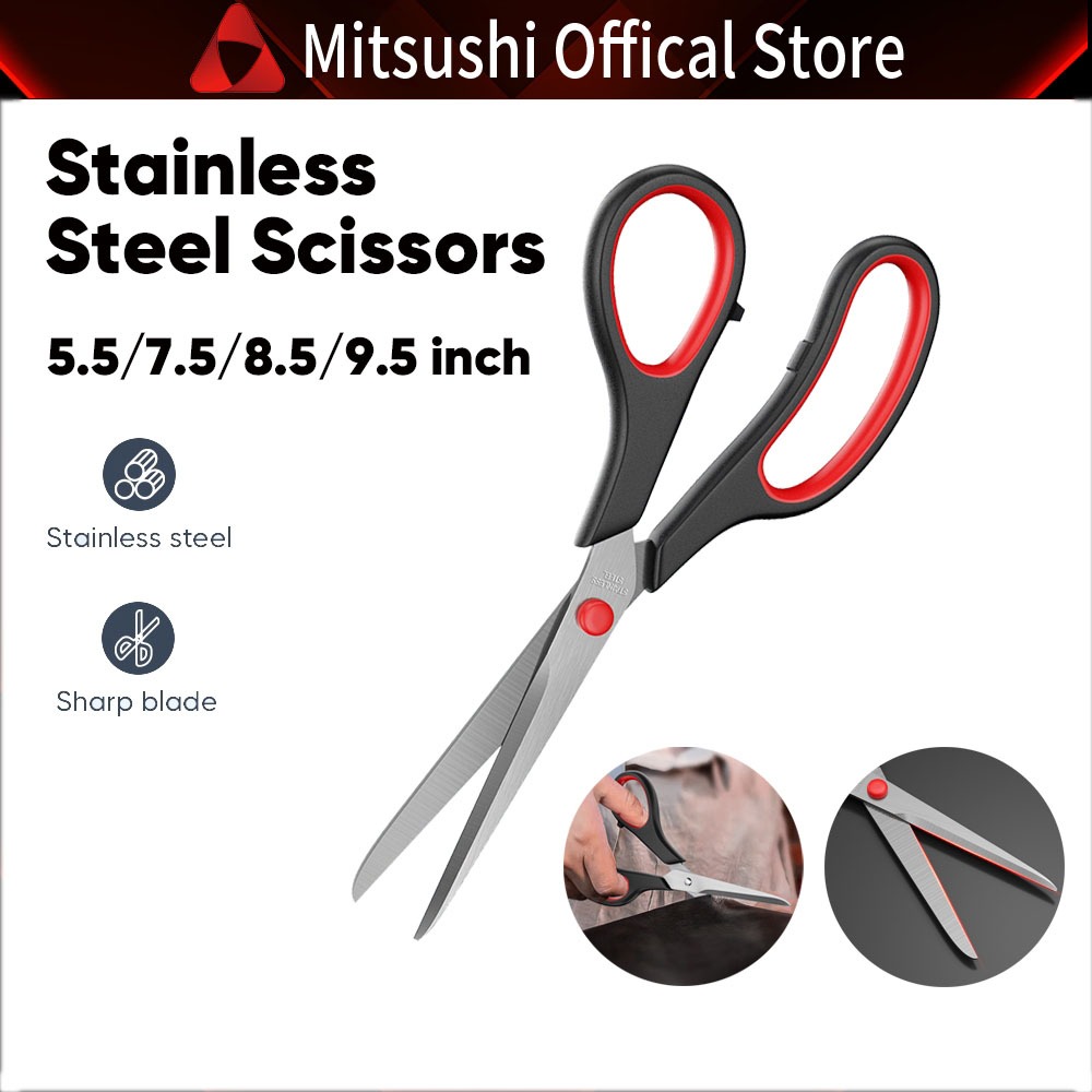 Mitsushi กรรไกรสแตนเลส Gunting มัลติฟังก์ชั่น Gunting Rambut Office Dapur School Cutter เครื่องเขียน