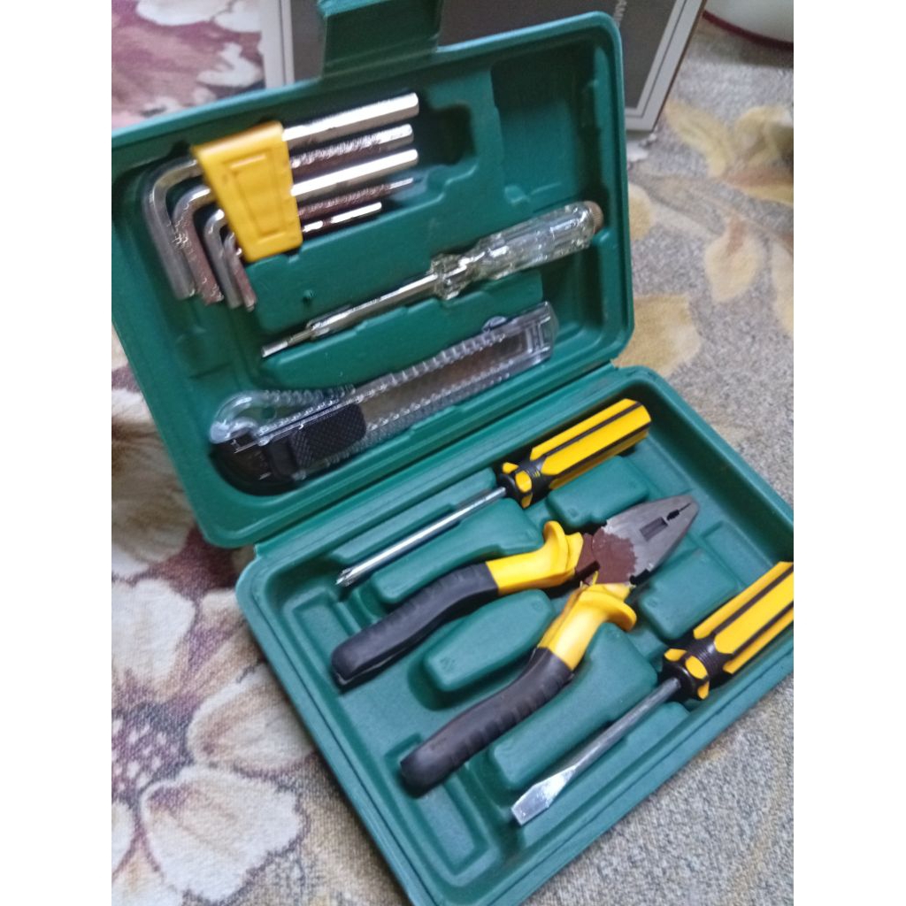10 ชิ้น TOOLBOX ชุดบ้านมือ DIY ชุดรวม CHROME VANADIUM ALLEN WRENCH TEST ปากกา PLIER ชุด KOTAK ALAT H