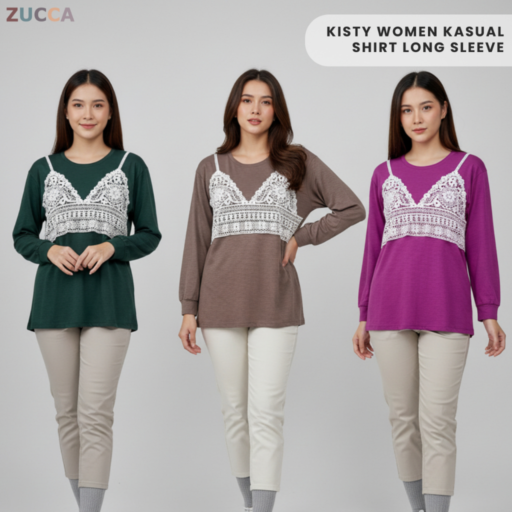 เสื้อยืด ZUCCA KISTY PEREMPUAN KASUAL LONG SLEEVE - MA111