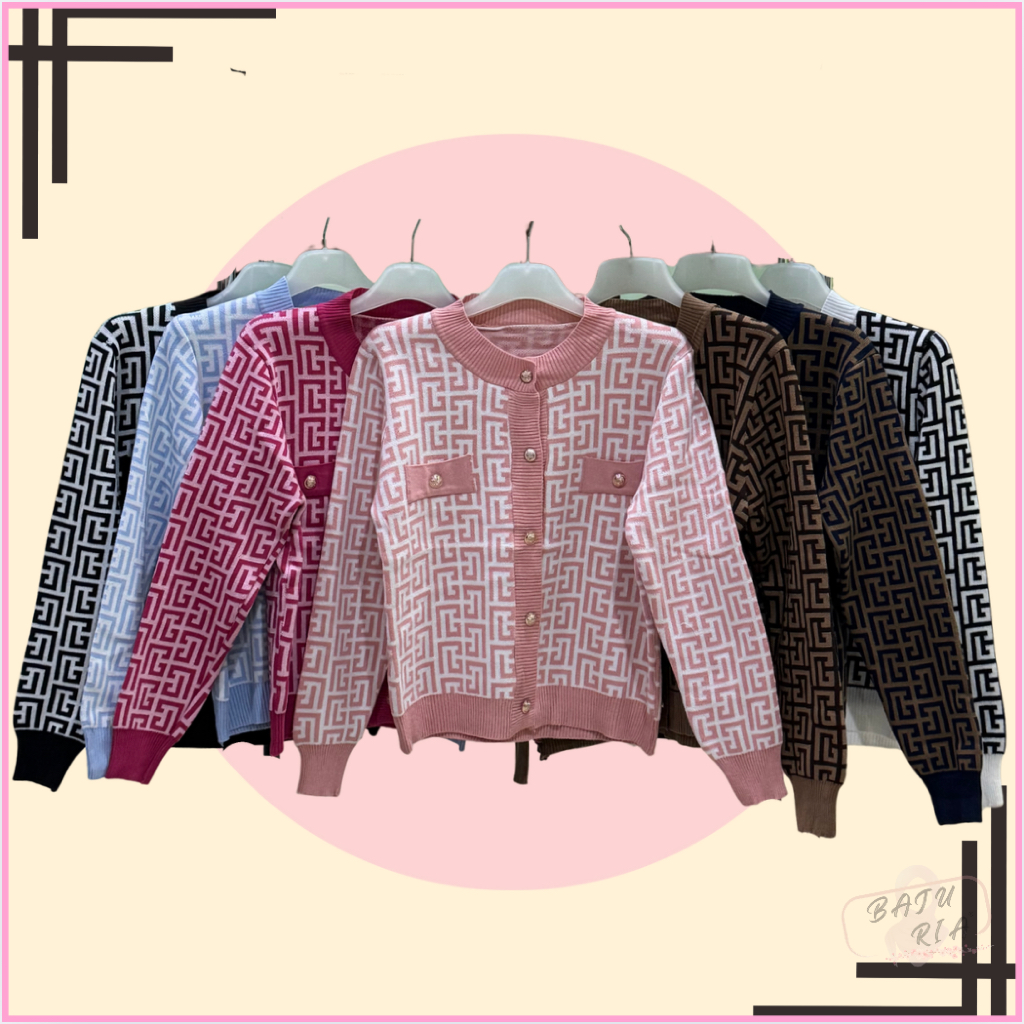 BAJURIA เสื้อแจ็คเก็ตเสื้อถักติดกระดุมเสื้อแฟชั่นเกาหลีพร้อมดีไซน์ Findi/แขนยาว/7 สี
