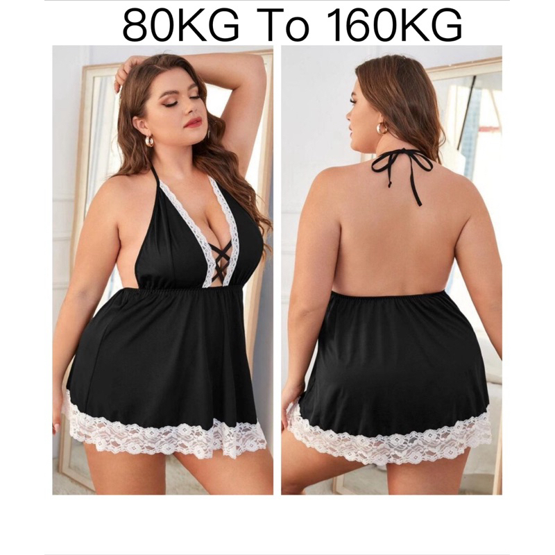 ขนาดบวกชุดนอนเซ็กซี่ Baju Tidur Jeti Plus ขนาดสามารถใส่ได้ถึง 160 กก. หน้าอกใหญ่หลัง Psn128