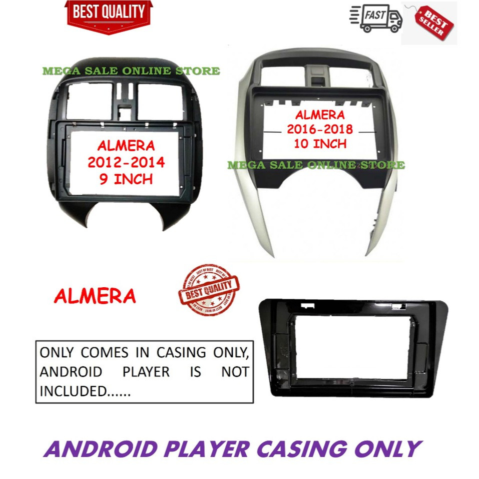 NISSAN ALMERA 2012-2014 9", ALMERA 2015 - 2019 10", ALMERA 2020 - 2024 10" ANDROID PLAYER CASING