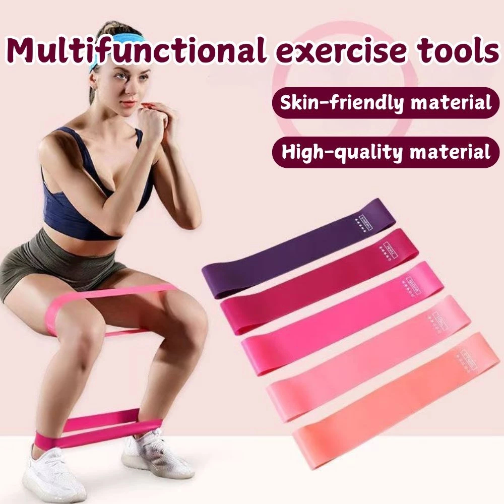 SLEN 5 ชิ้นสะโพกความต้านทานวงโยคะห่วง Squat Elastic Band โยคะพิลาทิสยิมออกกําลังกายโยคะ弹力带拉力带