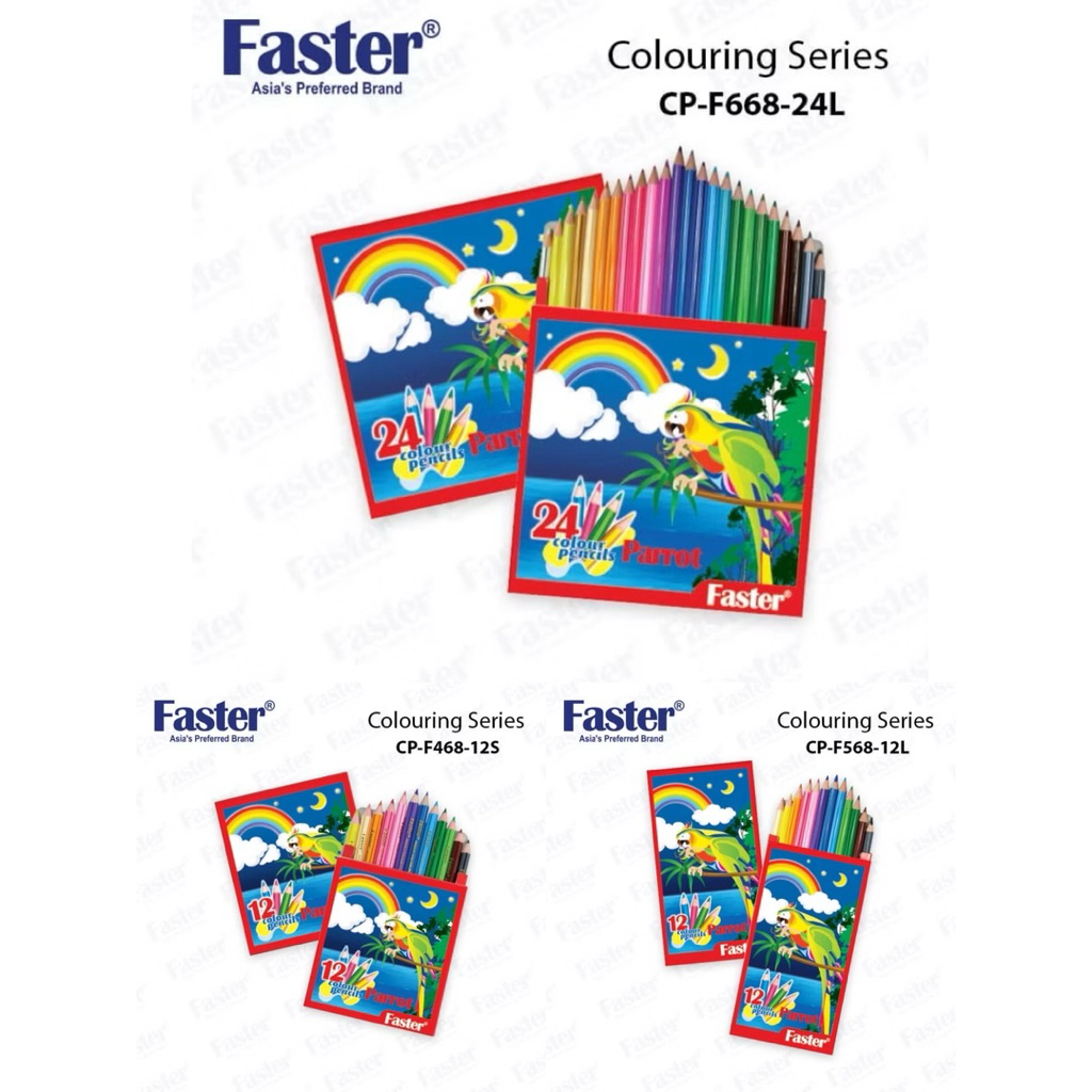 Faster Color Pencils 2.9mm Lead (12S /12L/ 24L Colours/กล่อง)