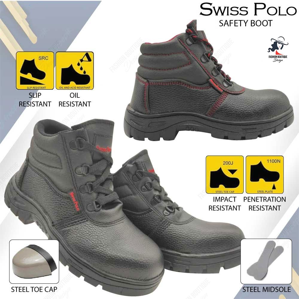 Swiss Polo ผู้ชายผู้หญิง Safety Boot/รองเท้ากลางตัด Safety Boot Kasut Safety Lelaki Perempuan