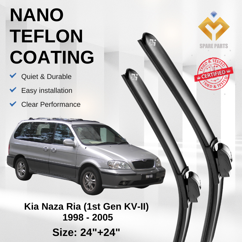 Kia Naza Ria 1st Gen Premium Japan Tech ใบปัดน้ําฝนรถยนต์ 24+24 Type 02 ไร้ริ้ว ทนทาน ติดตั้งง่าย +
