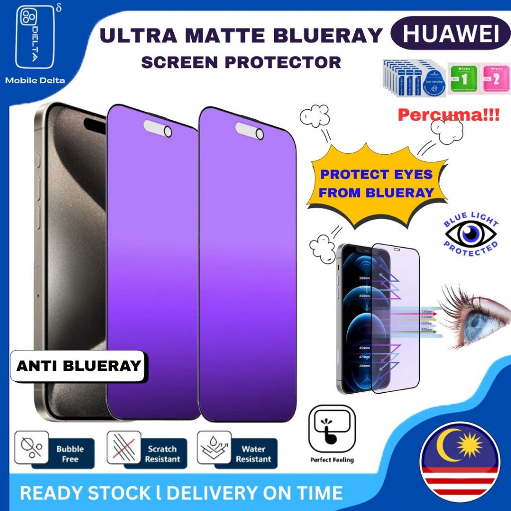 [BLUERAY] ULTRA MATTE HUAWEI Nova 3i,2i,2Lite,3,4,4E,5T,7,7i,7SE,Y5,Y5P,Y6P,Y7P,Y7P,Y40P,Y9S,