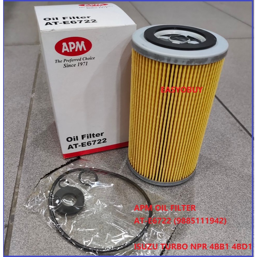 กรองน้ํามันเครื่อง APM AT-E6722 (9885111942) ISUZU TURBO NPR 4BB1 4BD1