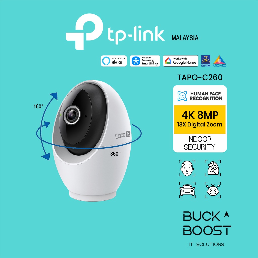 TP-LINK TAPO C260 Pan/Tilt AI Home Security กล้องวงจรปิด WiFi