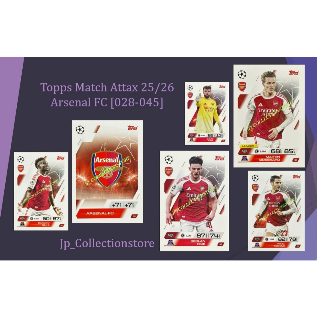 [ทีมอาร์เซนอล (028-045)] 2025/26 จับคู่การ์ดฟุตบอล Attax