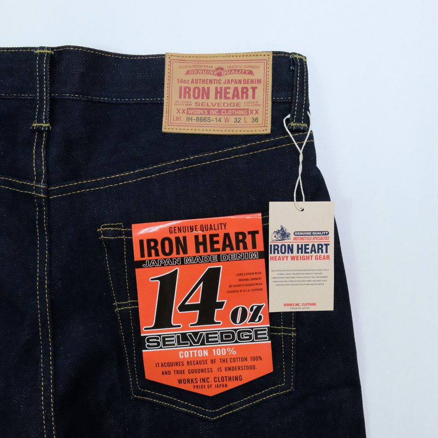 หัวใจเหล็ก 666s-142ib 14oz indigo x ผ้ายีนส์ริมแดง ตรง-