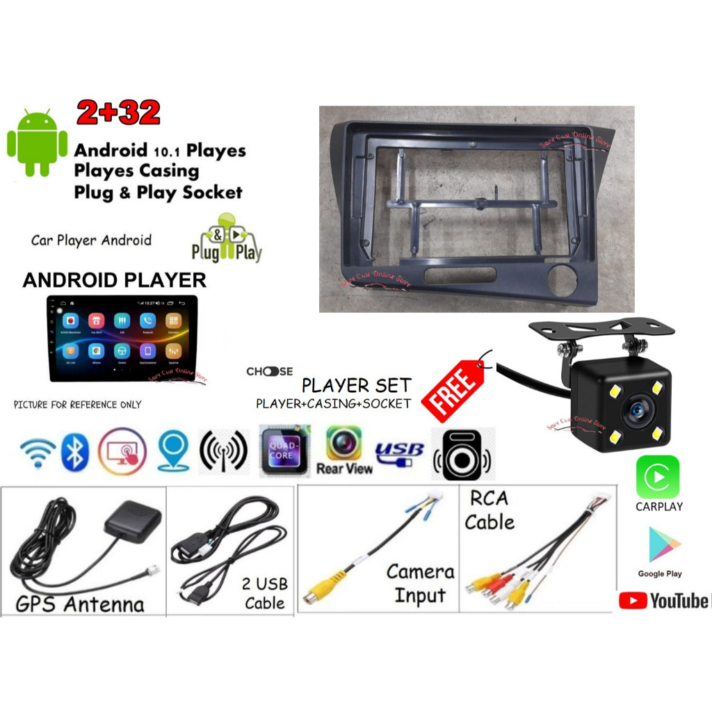 HONDA CRZ CR-Z 2010 - 2017 เครื่องเล่น android 9 นิ้ว หน้าจอ IPS PLUG N PLAY พร้อมปลอก OEM