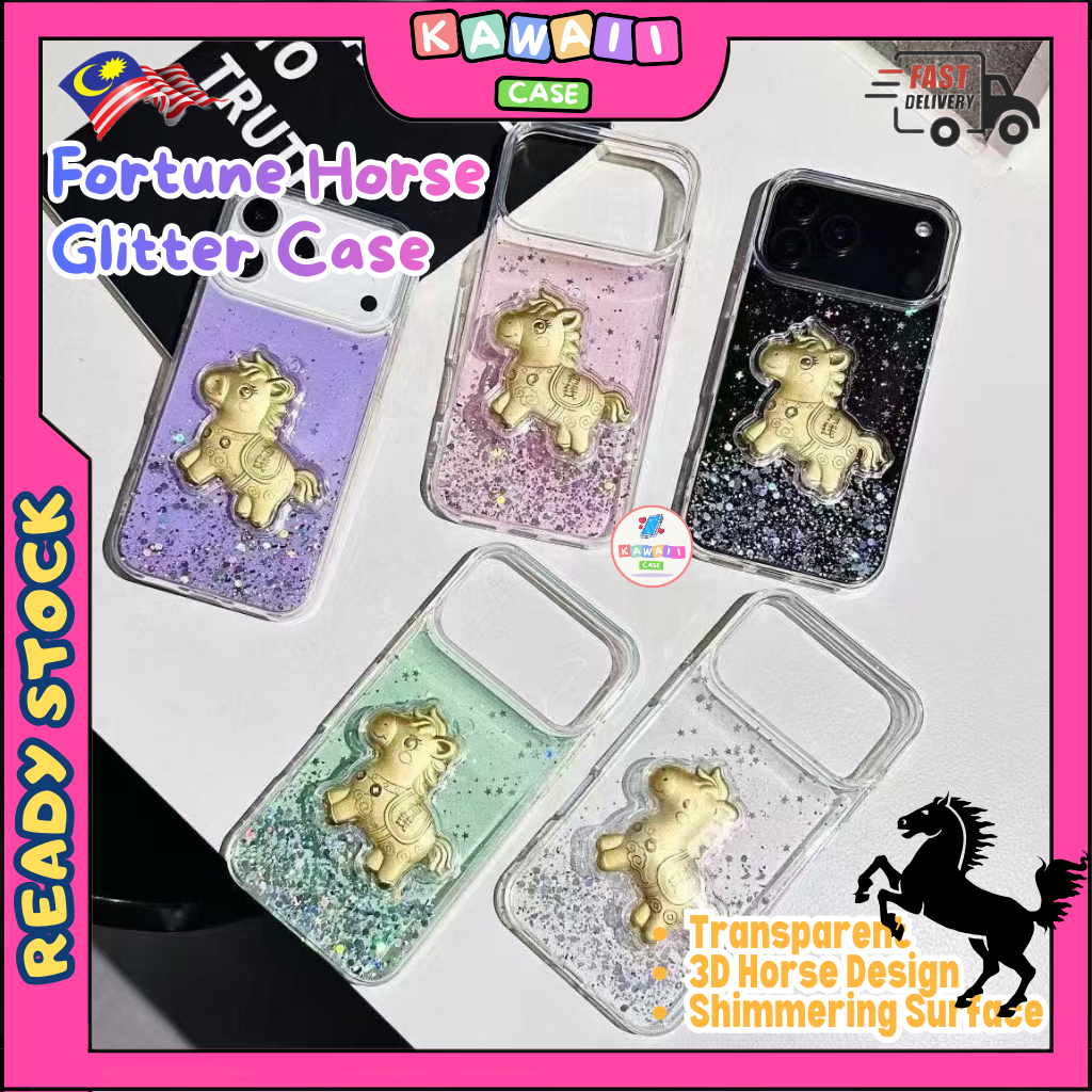 SAMSUNG A02S A03 A04S A13 5G A32 A33 5G A52 A52S J2 GRAND PRIME fon sarung lucky gold horse cny glit