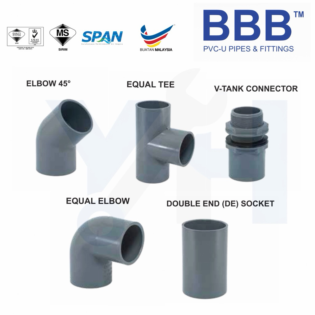 PVC ELBOW P/T วาล์วซ็อกเก็ต TEE CAP 45 DEGREE TANK CONNECTOR PLUG 15/20/32 มม.40 มม.50 มม.