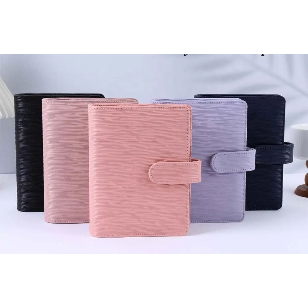 (6 สี) A6 ปุ่ม SAFFIANO EPI RIPPLE LEATHER RING BIMMER PLANNER ฝาครอบโน๊ตบุ๊ค