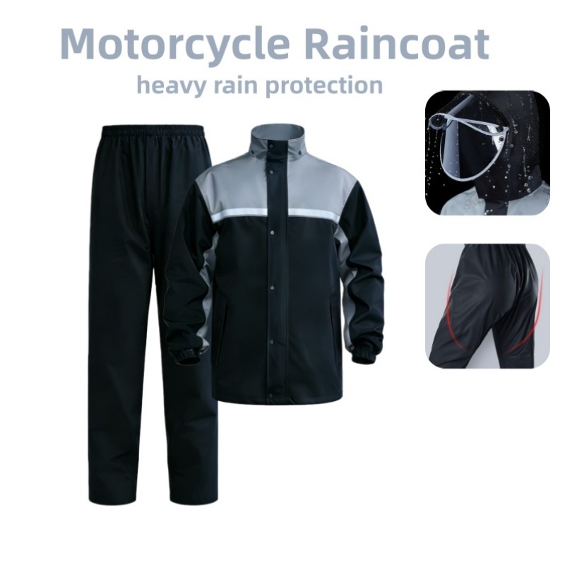 Baju Hujan Motosikal Set - เสื้อกันฝนและกางเกงกันฝน Untuk Rider Foodpanda Grab Pos Laju