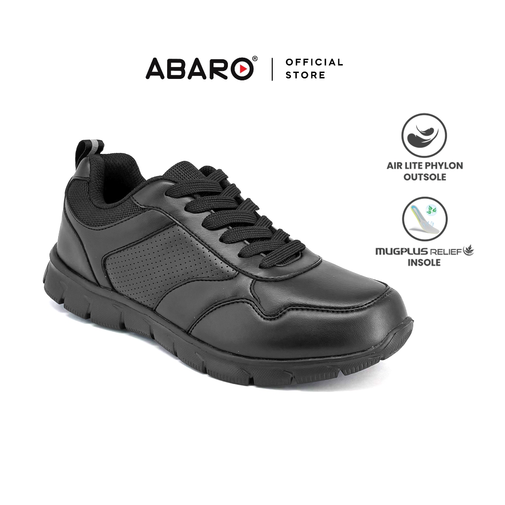 ABARO 2855 Mugwort Insole Super Comfy/รองเท้านักเรียน/Kasut Sekolah Hitam