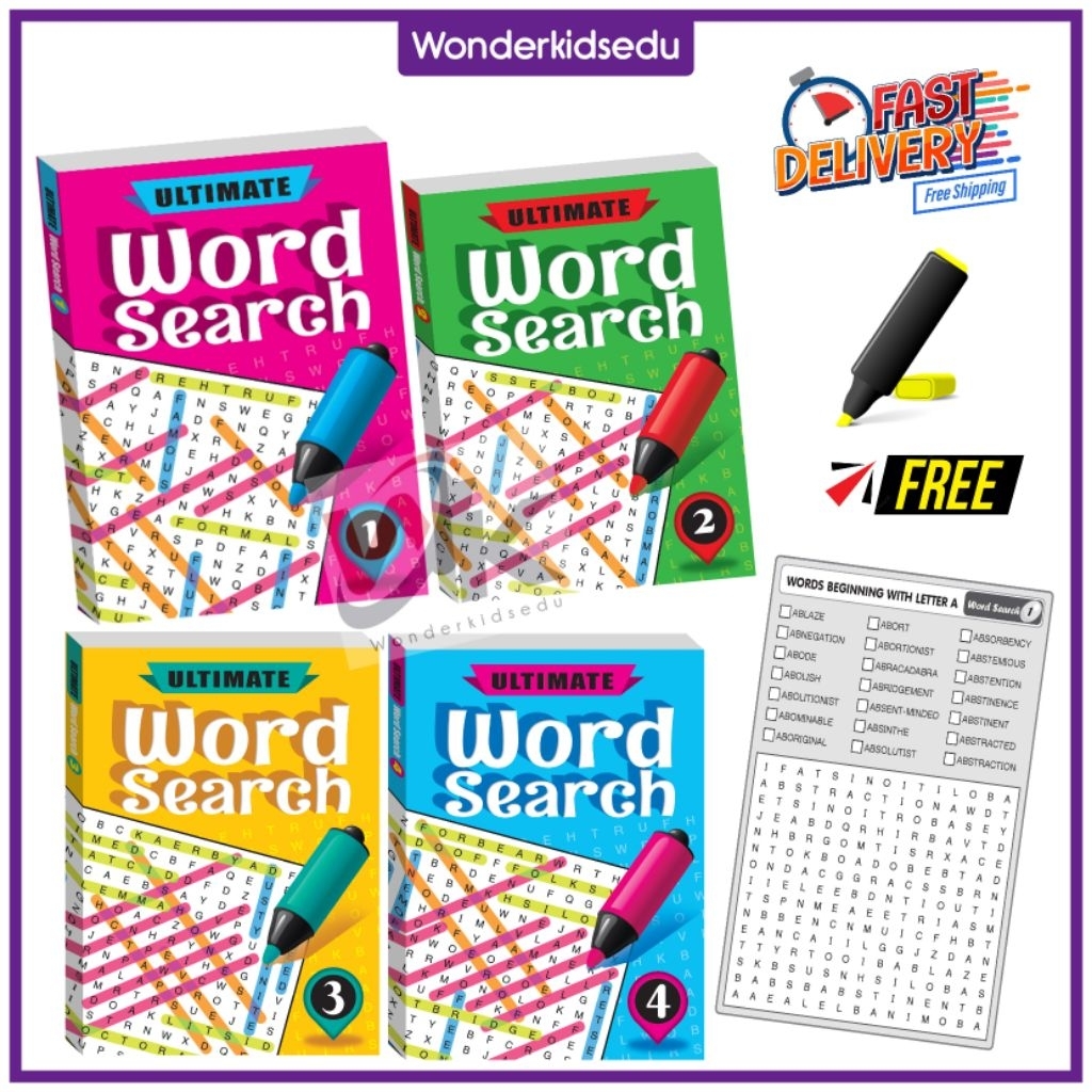 WKIDS ULTIMATE BRAIN GAMES WORD SEARCH BOOK Crossword Puzzle Book สําหรับเด็กเด็กผู้ใหญ่งานอดิเรก