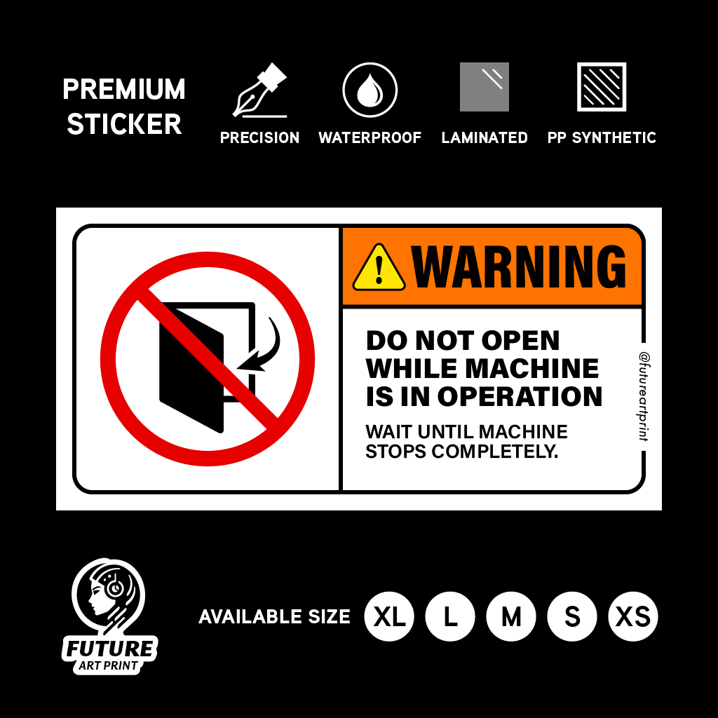 ห้ามเปิดเครื่อง While ในการดําเนินงานความปลอดภัยสติกเกอร์คําเตือนการระวังอันตรายป้ายไม่มีเปิดประตูเค