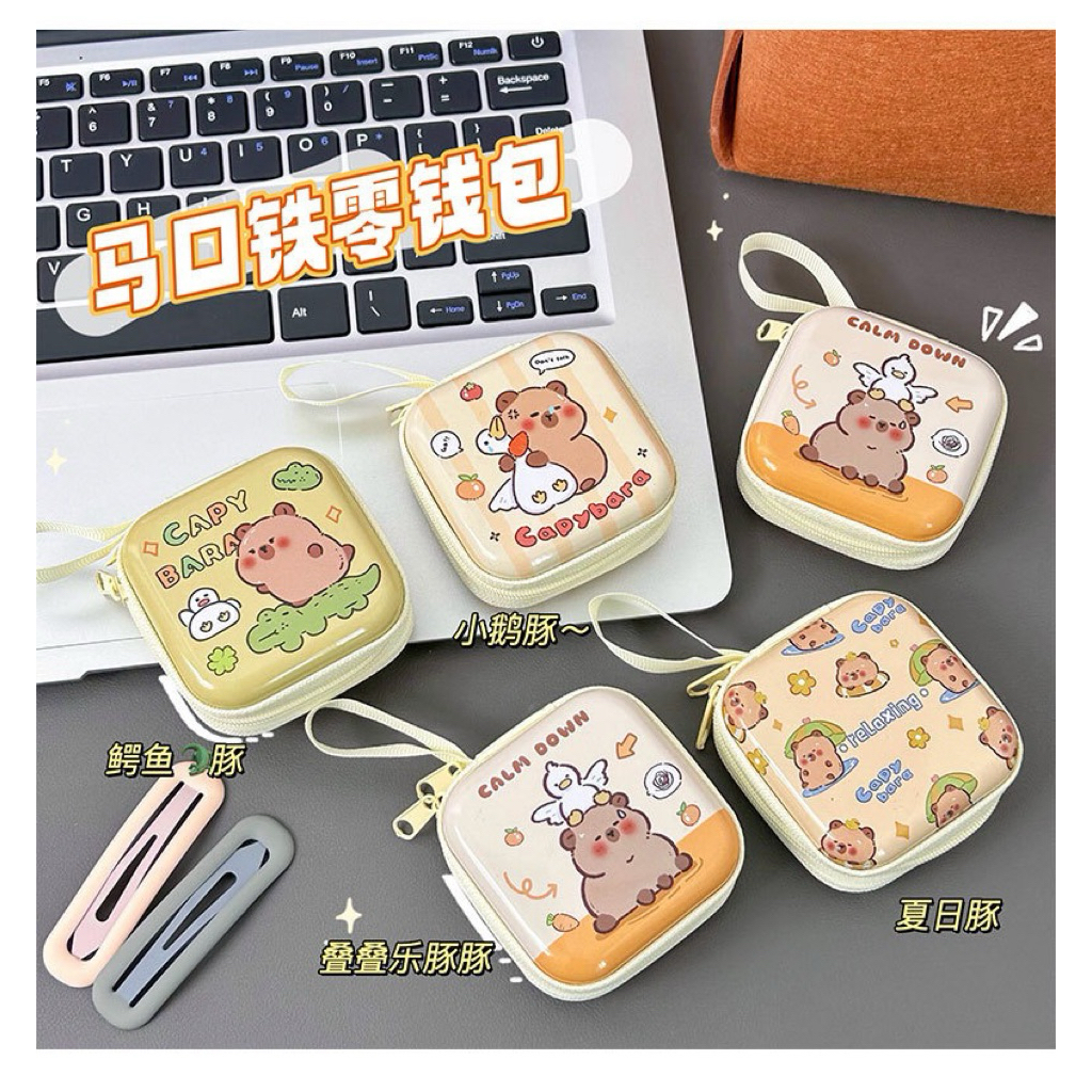 Mini PurseCapybara Coin Purse Mini Coin Bag Portable Headphone Case Tinplate Key Case