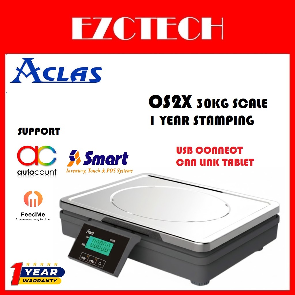 Aclas OS2X OS2 OS3 เครื่องชั่งน้ําหนัก 30kg Autocounter POS พร้อม 1 ปี LICENSE