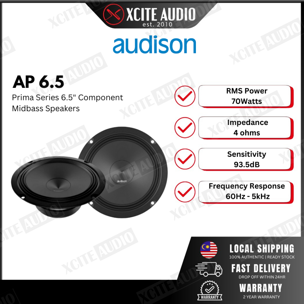 Audison Prima AP 6.5 Mid-Woofer Car Speakers 210 W Peak Power Kereta Woofer