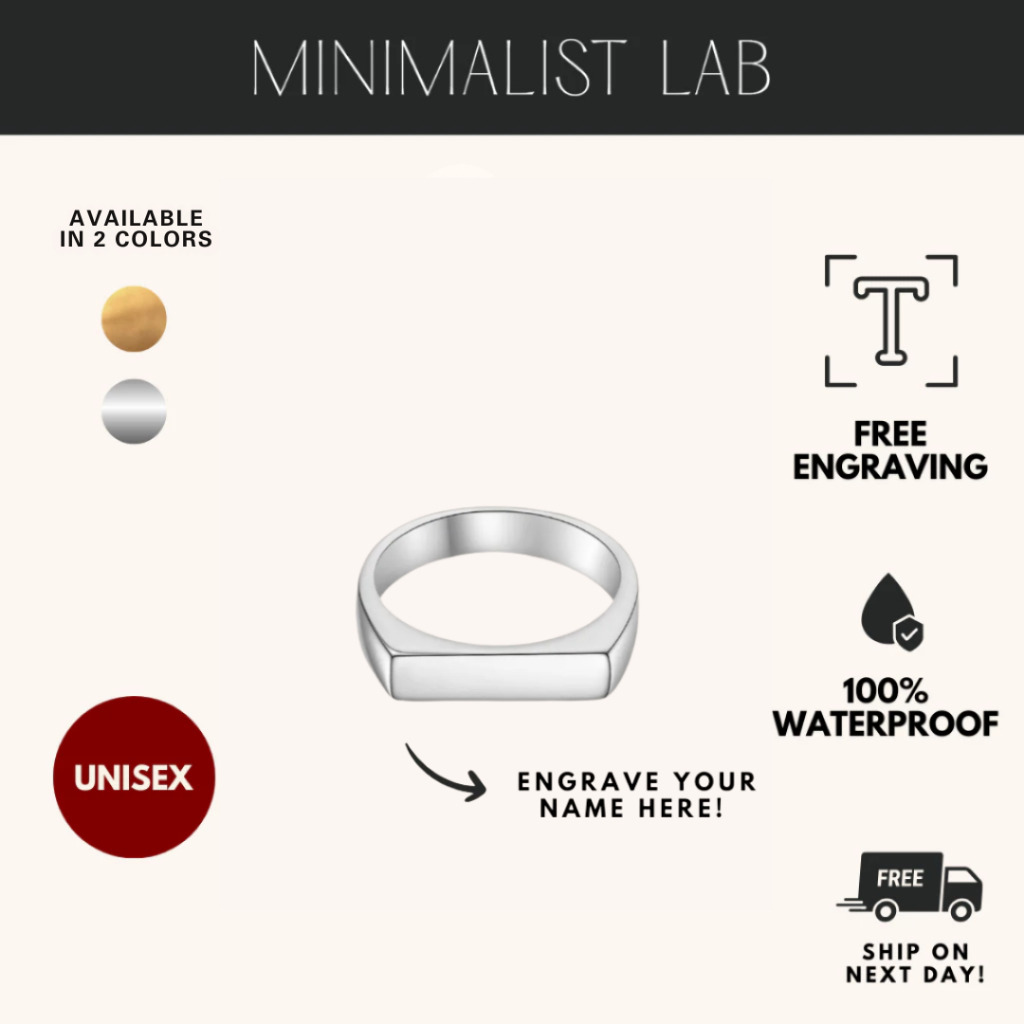 MINIMALIST LAB Titanium Kael Engravable Signet Ring [ฟรี ENGRAVING] Cincin Signet Ukir Kael Titanium