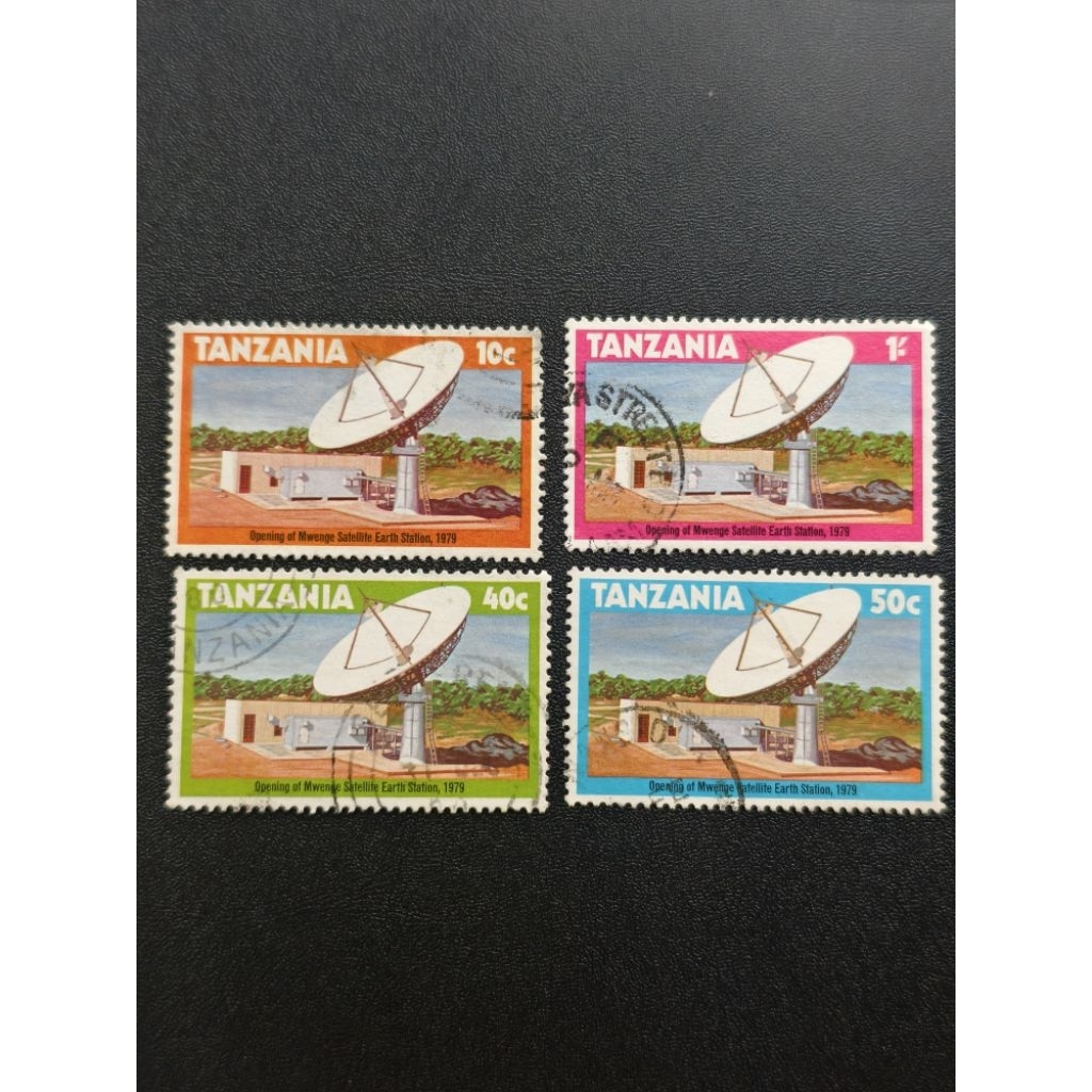 RE03 Kenya Uganda Tanzania 1979 เปิดแสตมป์สถานีดาวเทียม Mwenge ครบชุด 4v ใช้
