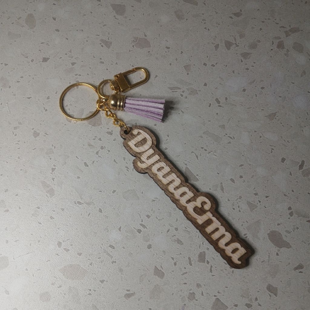 [ซื้อ 5 ฟรี 1] KEYCHAIN NAME WOODEN PLYWOOD 3MM FREE CUSTOM NAME