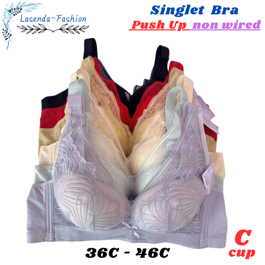 เสื้อกล้าม Bra 36C-46C ผู้หญิง Non แบบมีสาย Bra C ถ้วยสุภาพสตรี bra push up 小胸聚 8032