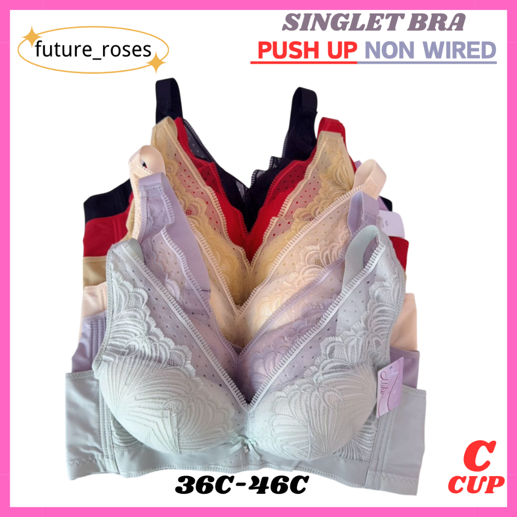 เสื้อกล้าม Bra 36C-46C C cup ผู้หญิง Non แบบมีสาย Bra สุภาพสตรี bra push up 小胸聚 counter乳内衣 032