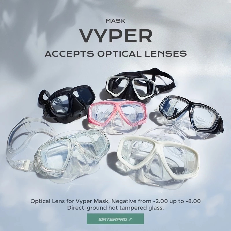 WATER PRO Vyper Low Volume Prescription หน้ากากดําน้ําเลนส์ออปติคัลหน้ากากดําน้ําตื้น