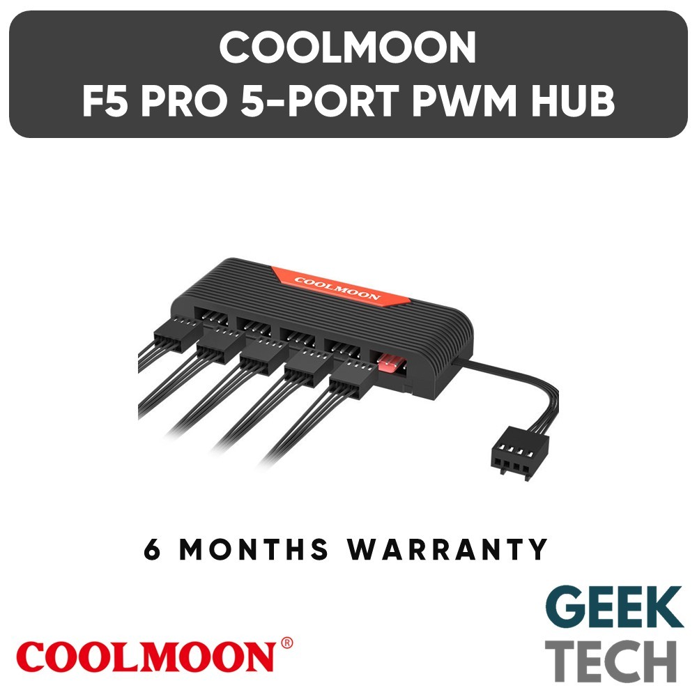 COOLMOON F5 Pro 1-To-5 Port PWM Fan Splitter Cable (40cm)
