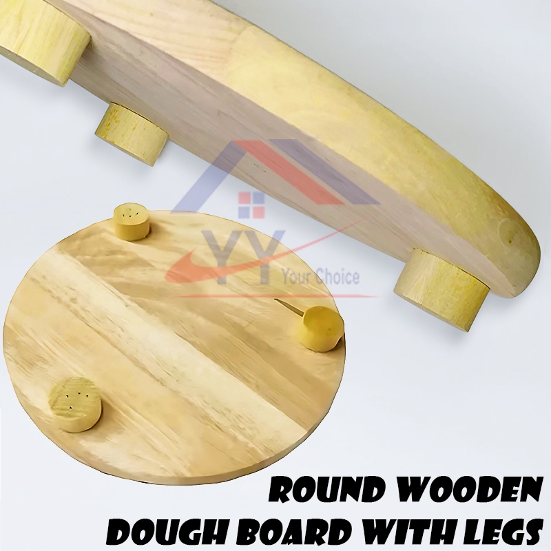 เขียงไม้กลมขา Chapati Dough Board ห้องครัว Chopboard Papan Pleomtong Kayu Bulat Berkaki Dapur