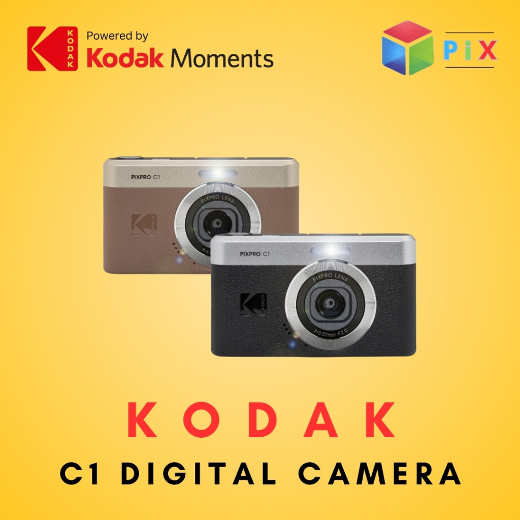 Kodak Pixpro C1 กล้องดิจิตอลจุดและยิงขนาดกะทัดรัด CCD เซลฟี่หน้าจอพลิก