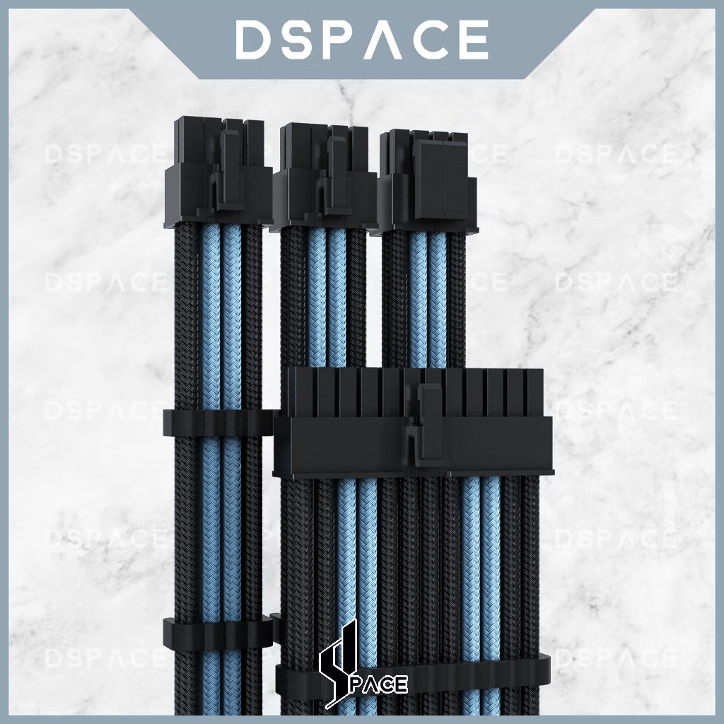 DSPACE MESH-X PSU16AWGBaby Blue SUISEI Premium Sleeve Braided Extension Custom Sleeved สําหรับเมนบอร