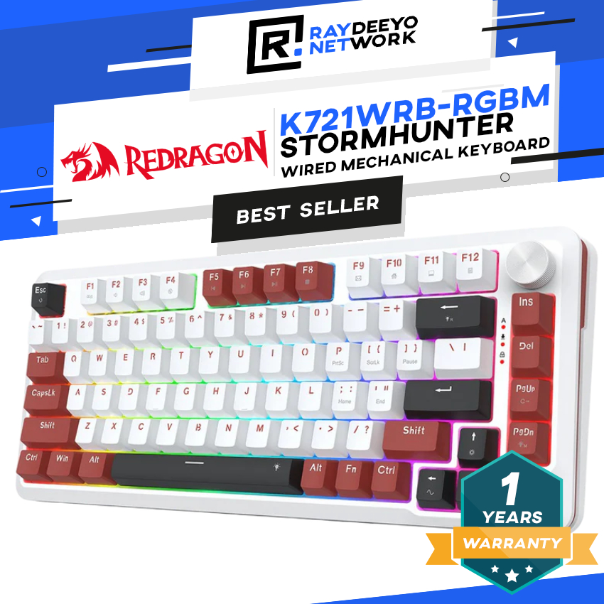 Redragon K721WRB-RGB Stormhunter RGB คีย์บอร์ดแบบมีสาย [Rapid Trigger, สวิตช์แม่เหล็ก]