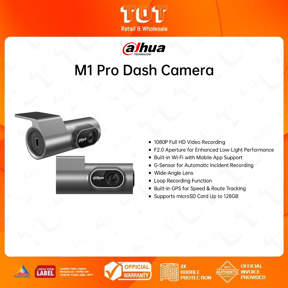 Dahua M1 Pro Dash Camera l โมดูล Wi-Fi AP ในตัว l 1080P ความละเอียดสูงพิเศษ l F2.0 iris นําเสนอการถ่